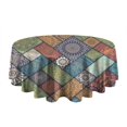 thumbnail image 5 of Multicolor Ethnic Geometric Patchwork Pattern Round Tablecloth 60"x60",Wrinkle Wipeable Table Cloth for Kitchen Dining Room Picnic Patio Party, 5 of 6