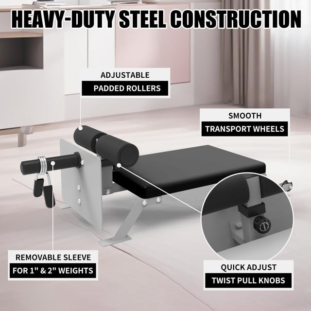 EDTara Compact Nordic Curl Bench With Wheels, Home Gym Equipment for Hamstring and Glute Strengthening, Versatile Leg Curl Machine for Reverse Curl Exercise