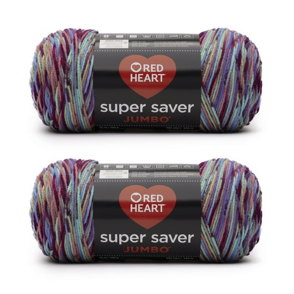 Red Heart® Super Saver Jumbo™ #4 Worsted Acrylic Yarn, Starburst print 10oz/283g 482 Yards (2 Pack)