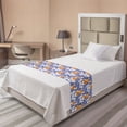 thumbnail image 1 of Floral Bed Runner, Repetitive Abstract Colorful Flower Sketch Vintage Look Illustration, Decorative Accent Bedding Scarf for Hotels Homes and Guestrooms, Twin, Orange and Violet Blue, by Ambesonne, 1 of 2