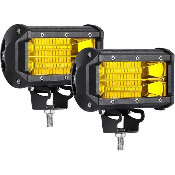 SZTXJ 2PCS Led Light Bar Waterproof 5 Inch 72W 24 Led Flood Beam Off Road Pod Lights Yellow Driving Fog Work Lamps For Offroad Trucks Jeep ATV UTV SUV