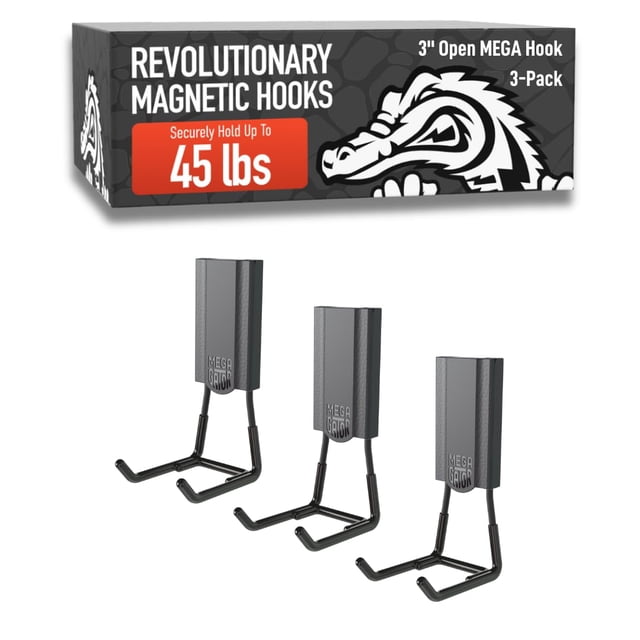 Ganchos magnéticos GATOR MAGNETICS MEGA de 3" y 45 lb, paquete de 3