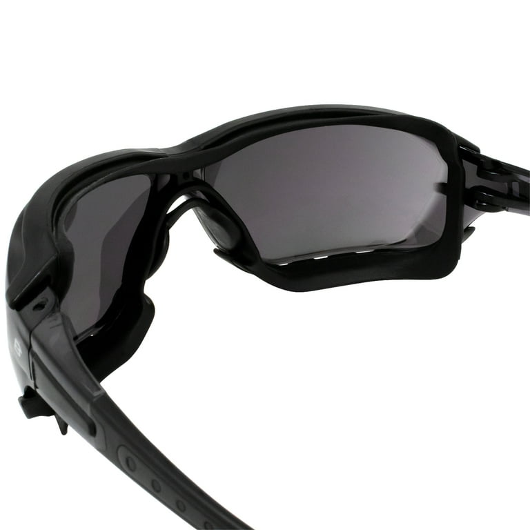 2 Pairs of Birdz Eyewear Gasket Safety Padded Motorcycle Sport Sunglasses Black Grey Frame with Smoke & Clear Lenses