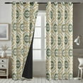 thumbnail image 4 of Vargottam Ikat Medallion Design Blackout Curtains - Set of 2 Panels, 52 x 90 Inches Each - Light Blocking & Thermal Insulated Drapes with Grommet Top for Bedroom & Living Room - Green, 4 of 9