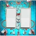 thumbnail image 1 of Metal Light Switch Plate Cover Beaded Feather Dreamcatcher Teal DRM005, 1 of 13