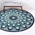 thumbnail image 3 of 4â€™ Round Blue and White Floral Feather Area Rug, 3 of 8