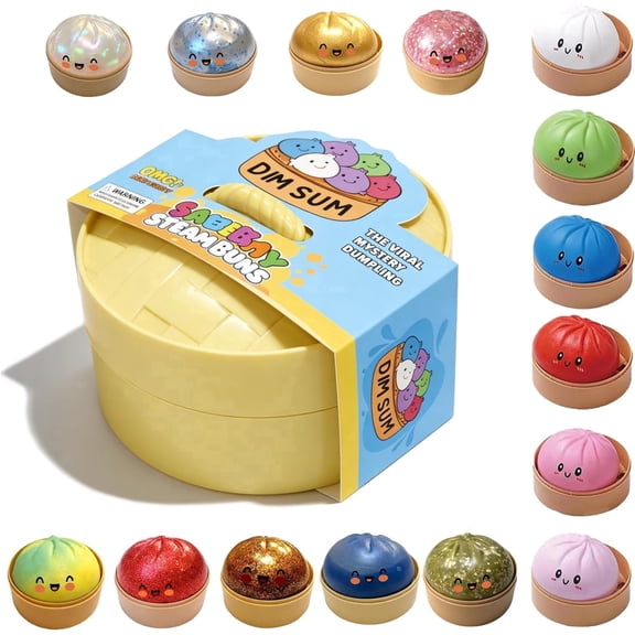 PULMCheerger Rare Glitter Dumpling Squishies - Mystery Blind Box Bao Bun HTF - Sparkling Stress Relief Collectible & Desktop Accessory for Adults