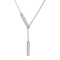 thumbnail image 2 of Women's Welry Paperclip Lariat Chain Necklace with Cubic Zirconia in Sterling Silver, 18", 2 of 5