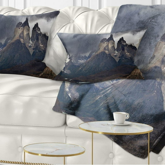 Designart Torres Del Paine Cuernos Mountains - Photography Throw Pillow - 12x20