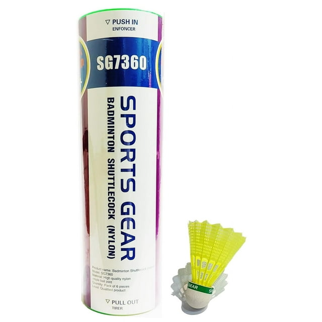 Sports Gear SG7360 Nylon Badminton Shuttlecock , Fast Recovery & Stable Trajectory | Green , Pack Of 6
