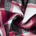thumbnail image 4 of Crgrtght Women Vintage Plaid Wool Coat Button Collared Long Sleeve Casual Loose Mid-Length Fall Winter Jacket with Pockets, Hot Pink L, 4 of 7