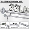 thumbnail image 5 of Silver Double Curtain Rods for Windows 66 to 120 Inch, 1" Adjustable Decorative Crystal Long Dual Curtain Rod, Heavy Duty Vintage Double Drapery Pole with Silver Foil Finials for Living Room, 5 of 12