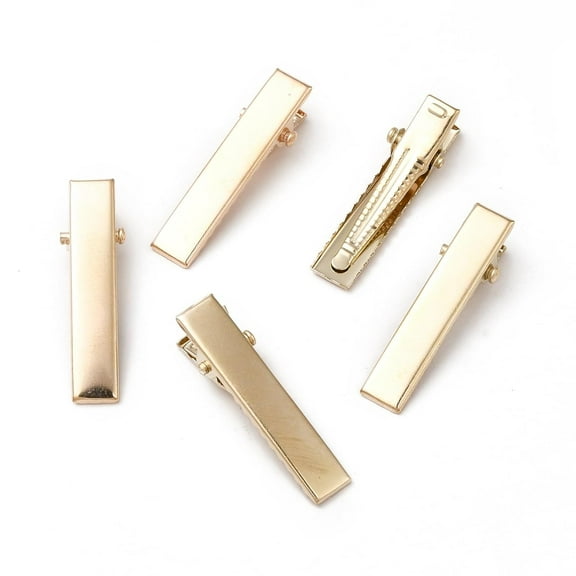 100Pcs Iron Alligator Hair Clips Findings Light Gold 1.2x0.31 Inch