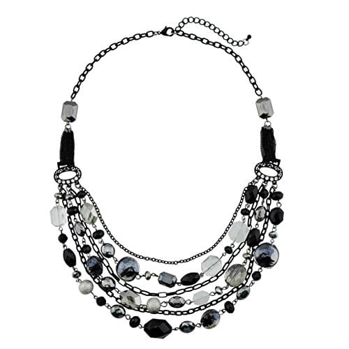 Bocar Newest Multi Layer Chain Crystal Colored Glaze Statement Women Strand Necklace
