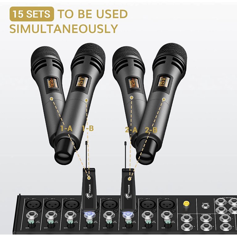 TONOR, Wireless Microphones, TW320, Dual Karaoke Microphone System