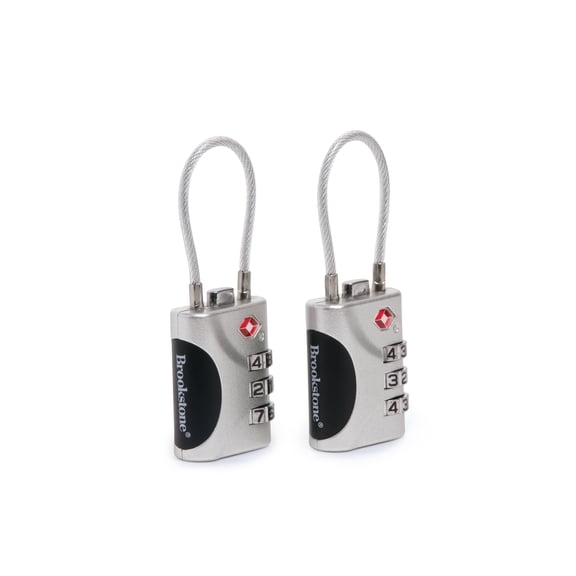 Brookstone Cable Lock TSA-Approved Keyless Luggage Lock with 3-Digit Combination 2 Pack