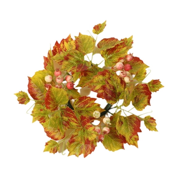 Artificial Maple Leaf Candle Ring with LED Light, Fall Themed Centerpiece for Table or Wall Decor, Yellow