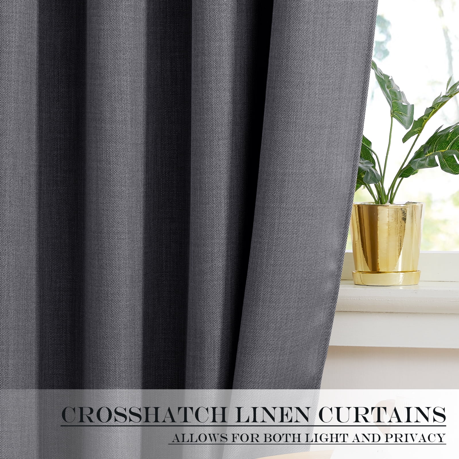 NICETOWN Door Curtains Blackout Thermal Insulated Faux Linen Curtains, Rod Pocket for Kitchen Door With Glass Window for Privacy, 54"x72", Charcoal Gray, 1 Panel