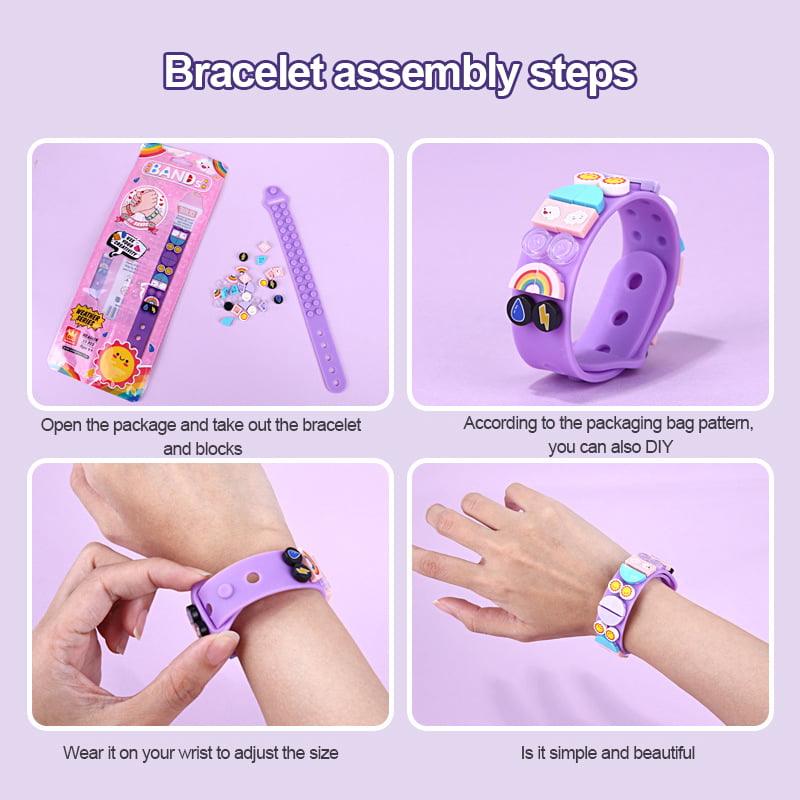 Creative DIY Building Block Bracelet Adjustable Education Girl Children Toy Gift