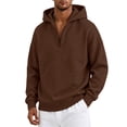 thumbnail image 6 of Resicozy Men's Quarter Zip Hoodies Zip Up Hoodie Long Sleeve Drop Shoulder Sweatshirt Casual Pullover Coffee 3XL, 6 of 6