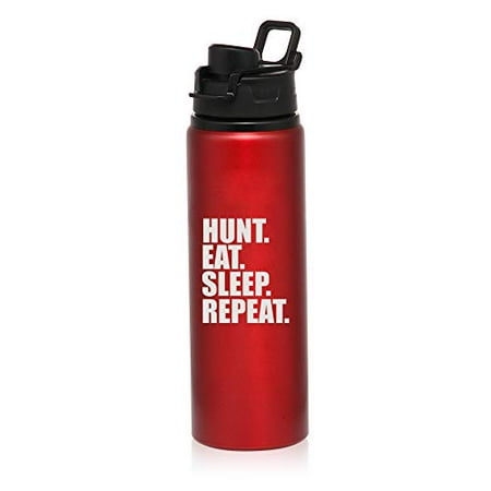 

MIP Brand 25 oz Aluminum Sports Water Travel Bottle Hunt Eat Sleep Repeat Hunting (Red)