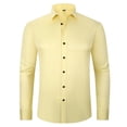 thumbnail image 4 of XDZJLR Mens Shirts Dress Solid Long Sleeve Stretch formal Business Button Down Tops, 4 of 4