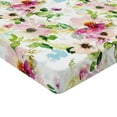 thumbnail image 2 of Ambesonne Floral Fitted Sheet, Spring Flowers Pastel, Queen Size, Pink Purple Green, 2 of 3