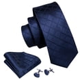 thumbnail image 2 of Set de Corbata Barry.Wang de Seda a Cuadros 150 cm con Pañuelo y Gemelos, 2 of 5