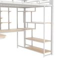 thumbnail image 6 of Full Size Metal Loft Bed with Storage Staircase and Small Wardrobe,Metal Platform Bed Frame with Built-in Desk and Storage Shelves,White, 6 of 9