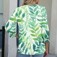 thumbnail image 4 of Womens Fall Fashion 2025 3/4 Sleeve With Smocked Cuffs Dressy Print Casual Blouses Outfits Beach Vacation Plus Size Clothes, 4 of 6