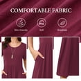 thumbnail image 5 of AskLazy Women's Summer Mix Casual Short Sleeve Crew Neck Loose Tiered Long Dress With Pockets,US Size,Wine Red,L, 5 of 7