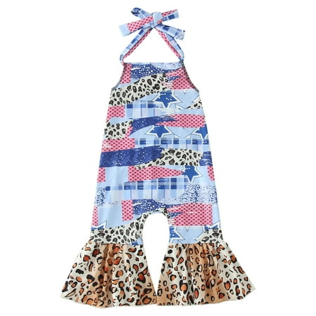 

Summer Toddler Girls Fashion Romper Sleeveless Star Leopard Print Jumpsuit Outwear For Kids Clothes Summer Clothes
