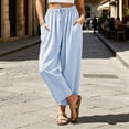 thumbnail image 2 of Tqcoqu Womens Drawstring Casual Pants,Elastic Waist Wide Leg Pants with Large Pockets,A-Blue Women's S-XXL, 2 of 8
