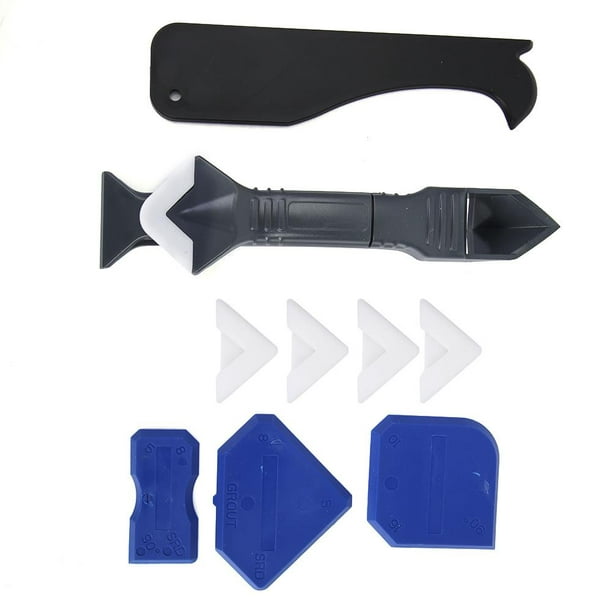 YSX 10 pièces outil de calfeutrage dissolvant de calfeutrage colle de verre  grattoir d'angle Silicone outil de calfeutrage ensemble d'outils de retrait  de calfeutrage bleu