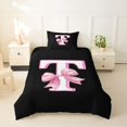 thumbnail image 2 of Erosebridal Pink Letter T Monogrammed Kids Twin Bedding,Cute Bowknot Duvet Cover Set For Bows Lover,Reversible Black 2-Piece,No Comforter, 2 of 6
