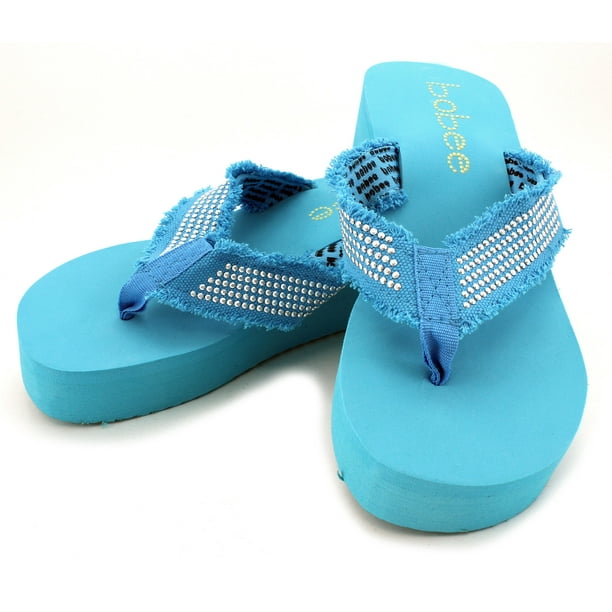 turquoise wedge flip flops