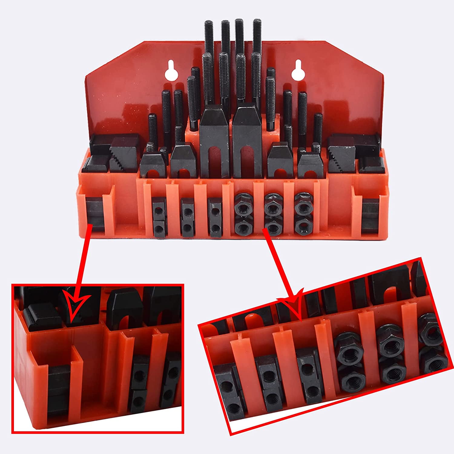 waltyotur 58pc T-slot Clamping Kit Sets of Fixtures, Pro-Series 7/16 T-Slot Step Hold Down Clamp Clamping Kit 3/8-16 Stud Clamping Kit Mill Machinist Set
