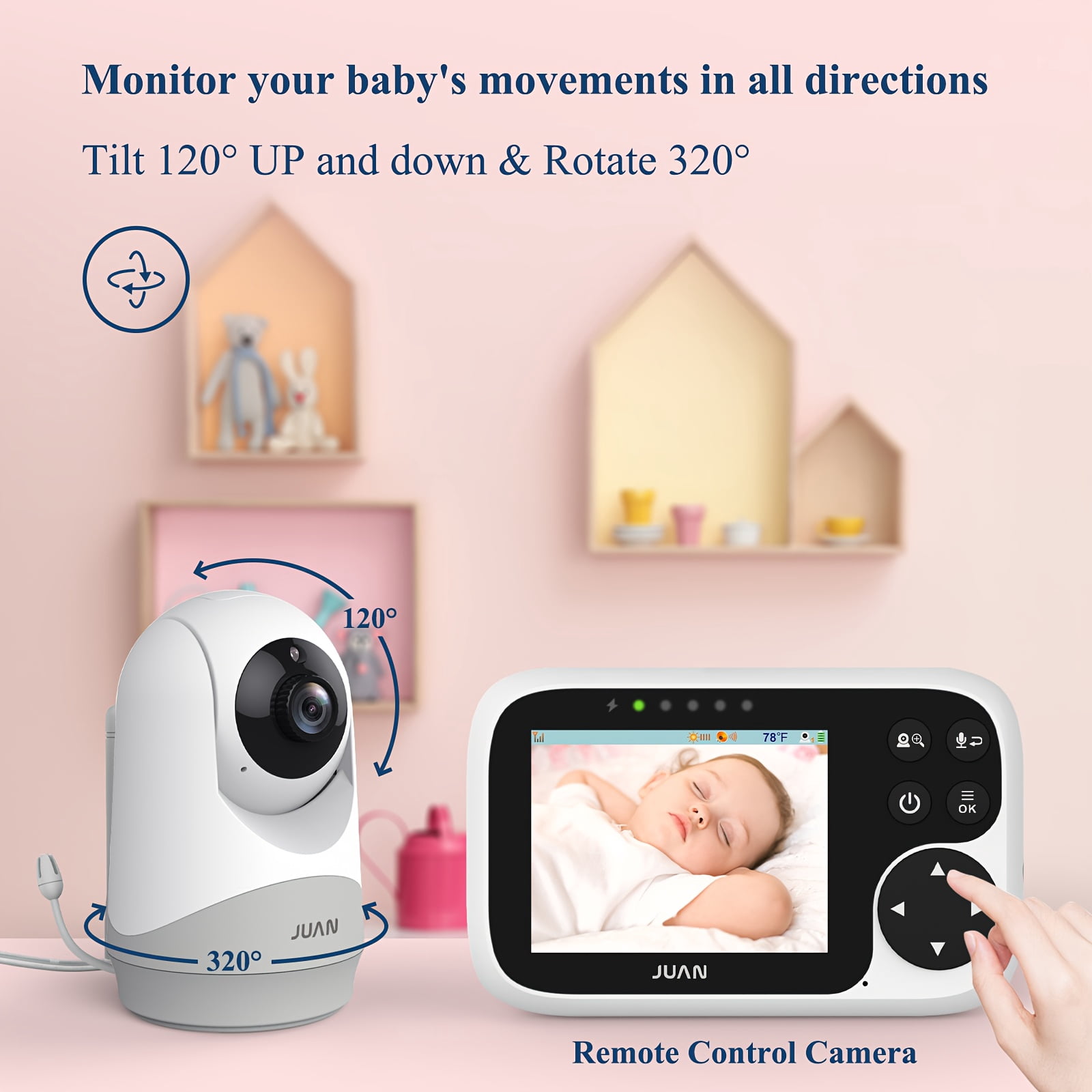 1pc/2pcs 320° Camera Monitor Security with Camera Night Vision, No Wifi, 3.2" IPS LCD Screen, 2-Way Talk, VOX Mode, Feeding Reminder Temperature Sensor And 8 Lullabies As Christmas New Year Gift