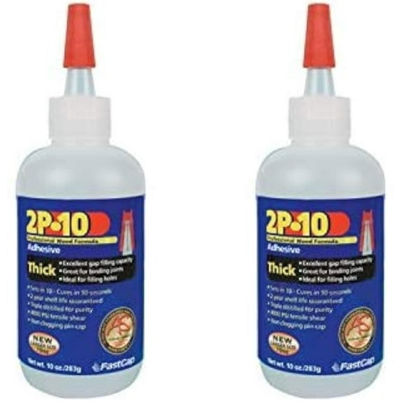 FastCap 2P-10 Thick Super Glue Adhesive for Small Items - All Purpose Application - 4000 PSI Tensile & Sheer - 10 oz., 2-Pack - 80115-2P