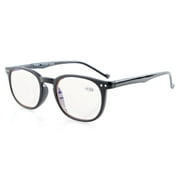 Spring Hinges Classic Retro Style Computer Reading Glasses (Amber Tinted Lenses, Black) +0.75