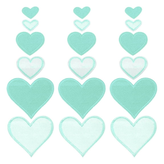 Uxcell Heart Shaped Iron on Patches Embroidered Sew Patch Appliques Garment Green 30Pcs
