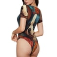 thumbnail image 2 of Kdxio Vintage Colorful Flower French Bulldog for Women's Short-Sleeved Onesie Stylish Round Neck Pajamas Bodysuit Jumpsuit Nightwear-Medium, 2 of 7