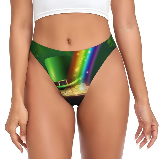 Fotbe St. Patrick's Day4 Tanga Sin Costuras para Mujer con Estampado – Panties Invisibles, Transpirables y Cómodos para Uso Diario-4X-Large