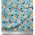 thumbnail image 1 of Soimoi Blue Georgette Viscose Fabric Stripe,Insect & Bunny Animal Print Sewing Fabric BTY 42 Inch Wide, 1 of 1