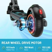 HOVERMAX Electric Scooter for Kids Ages 6-12, 150W Motor Max Speed 9.3 MPH, 5 Miles Range, Colorful LED Lights, Foldable kids electric scooter
