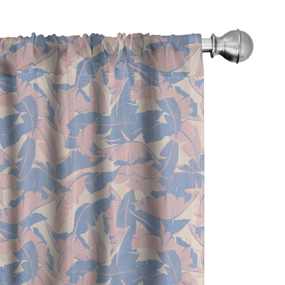 Ambesonne Tropical Curtains, Palm Leaves Soft Tones, Pair of 28"x84", Pale Pink Blue Cream