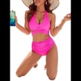 thumbnail image 2 of Traje de Baño de Dos Piezas con Control de Abdomen para Mujer, Bikini de Cintura Alta, 2025 Rosa Roja L, 2 of 8
