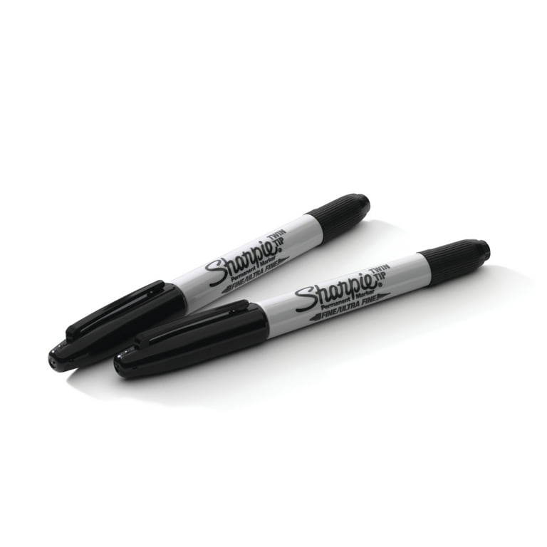 Sharpie 2 In 1 Permanent Marker, Black, Fine & Ultra Fine, Twin Tip, Pens,  Pencils & Markers