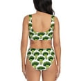 thumbnail image 3 of Wukai Cute Broccoli Women's Bikini Set Two Piece,wimsuit High Waisted V Neck Twist Front Adjustable Spaghetti Straps Bathing Suit-Medium, 3 of 7