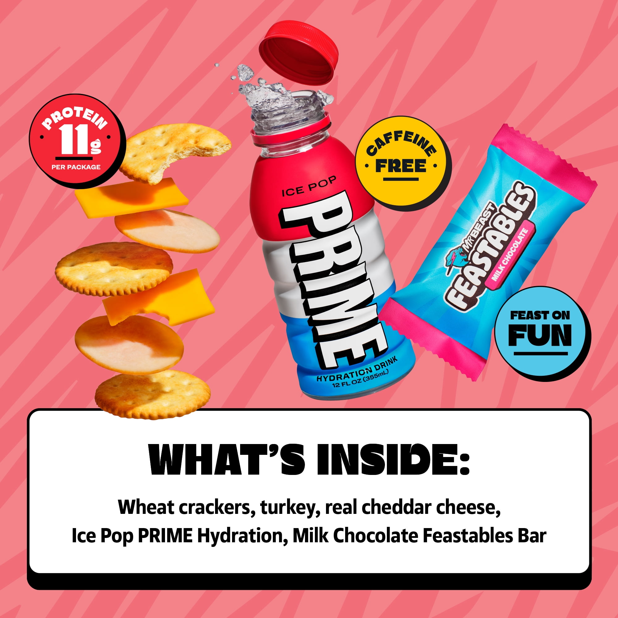 LUNCHLY Meal Kit, Turkey Stack 'Ems with Feastables Chocolate and Prime Hydration, 11g Protein, Refrigerated, 1 Meal Kit